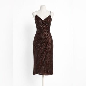 Nanette Lepore Sequin Slip Dress Size 8 Copper Bronze Midi Cocktail Party Y2K